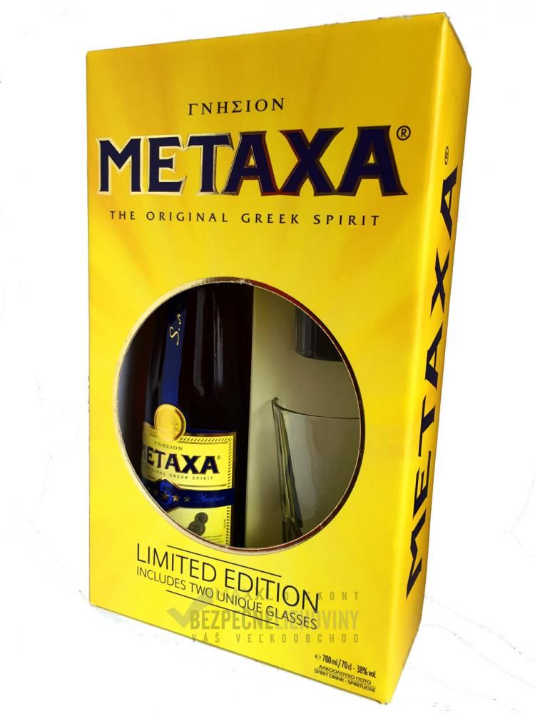 Metaxa 5* 0,7L 38% + 2 poháre